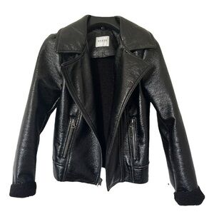 NWT Guess Faux Leather Motorcycle Jacket Lined Black Size Small